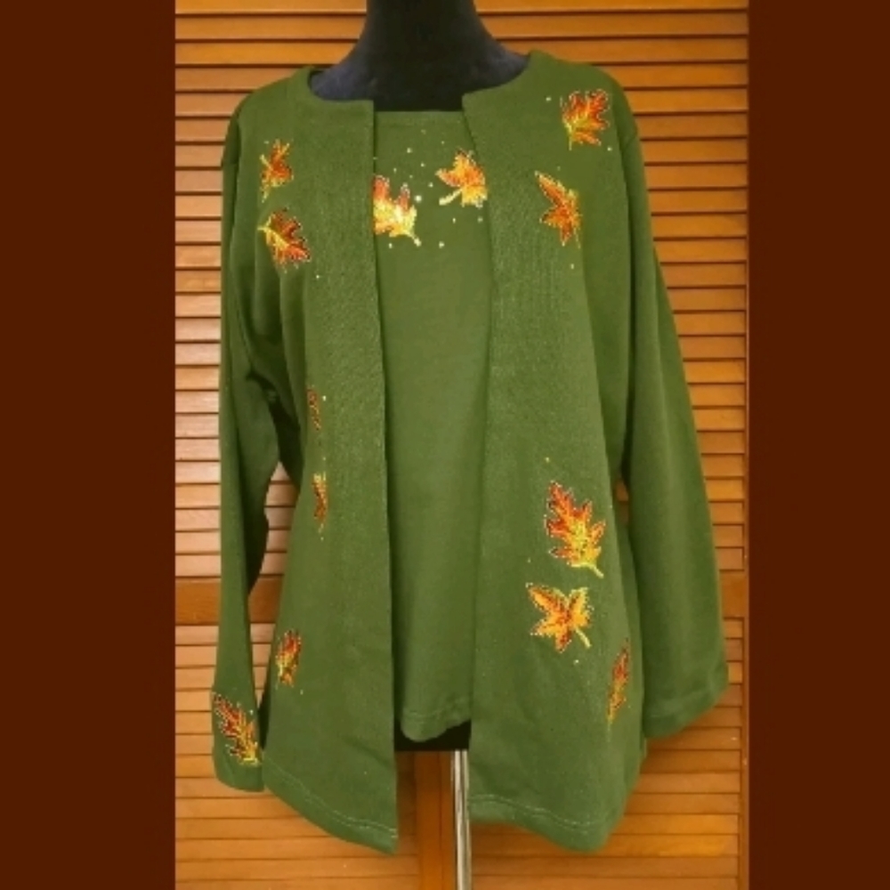 Quacker Factory New Fall Sweater Rhinestones Sequi